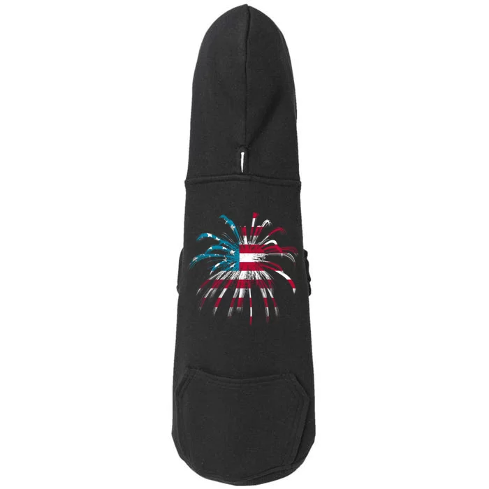 Usa Firework 4th Of July Doggie 3-End Fleece Hoodie