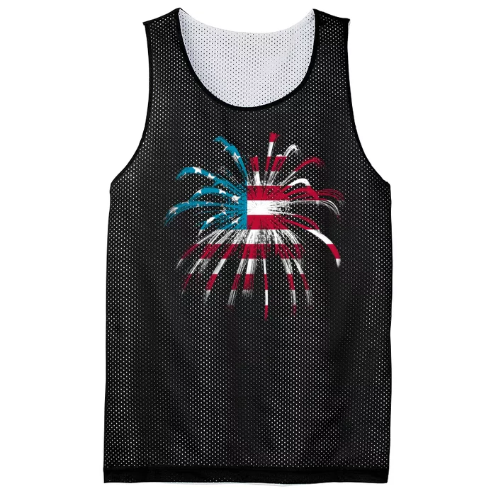 Usa Firework 4th Of July Mesh Reversible Basketball Jersey Tank