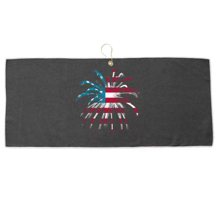 Usa Firework 4th Of July Large Microfiber Waffle Golf Towel