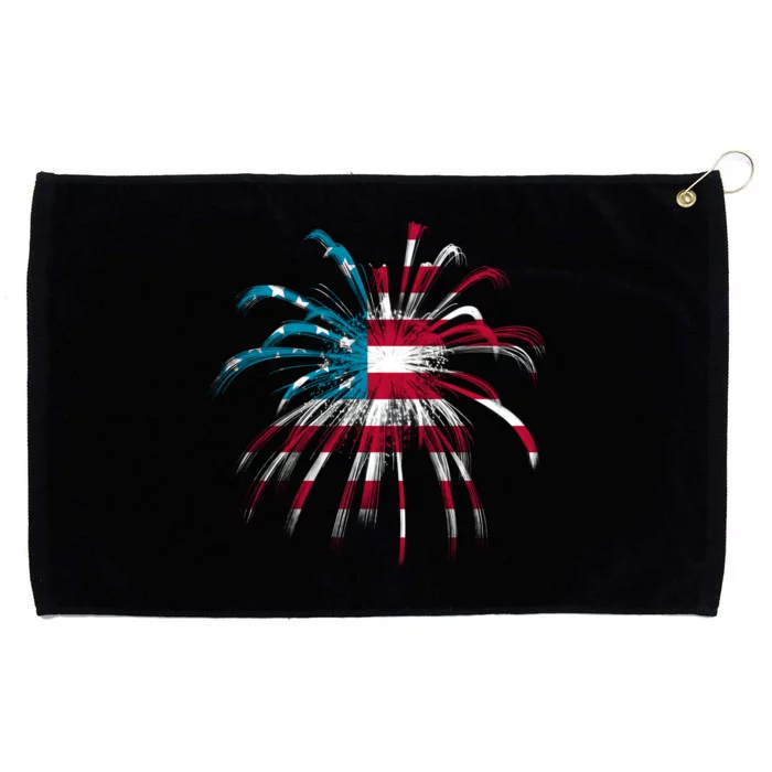 Usa Firework 4th Of July Grommeted Golf Towel