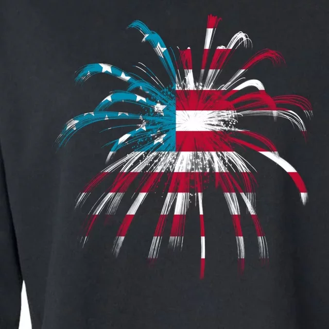 Usa Firework 4th Of July Cropped Pullover Crew