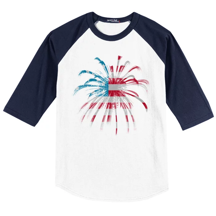 Usa Firework 4th Of July Baseball Sleeve Shirt