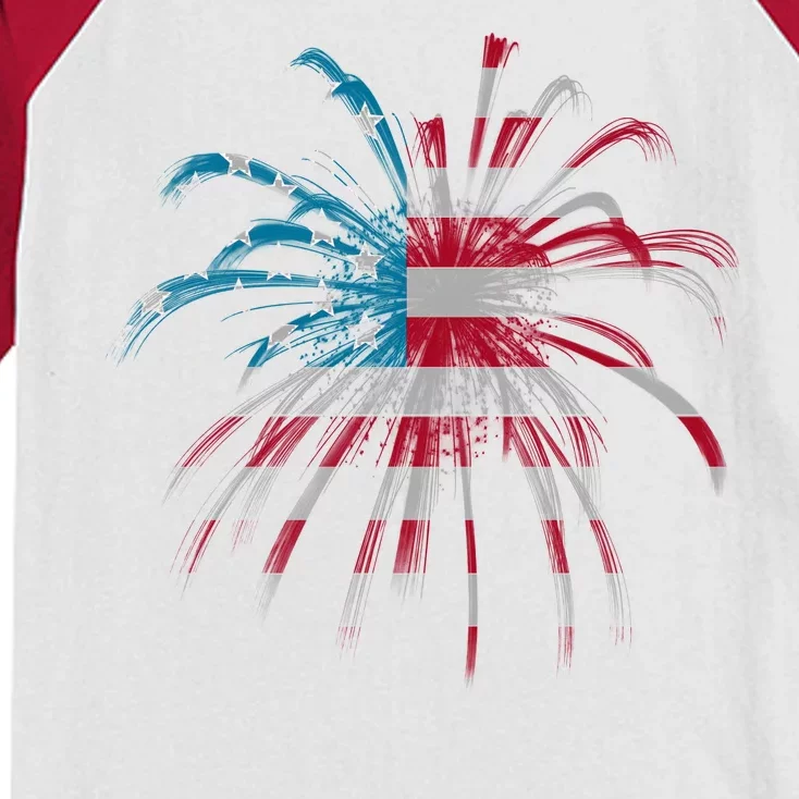 Usa Firework 4th Of July Kids Colorblock Raglan Jersey