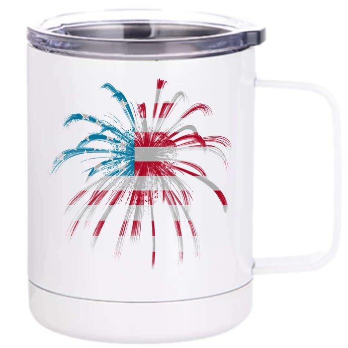 Usa Firework 4th Of July Front & Back 12oz Stainless Steel Tumbler Cup