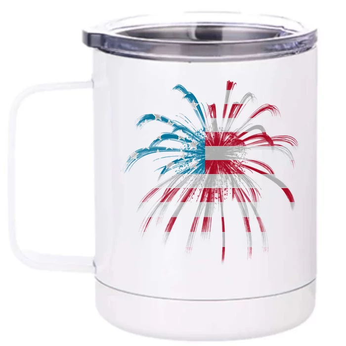 Usa Firework 4th Of July Front & Back 12oz Stainless Steel Tumbler Cup