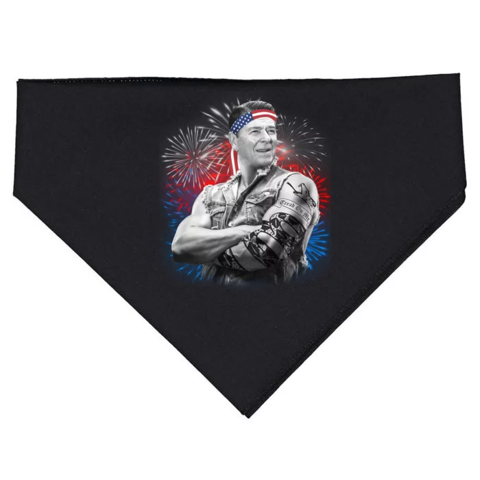 USA Fireworks Patriotic Ronald Reagan USA-Made Doggie Bandana