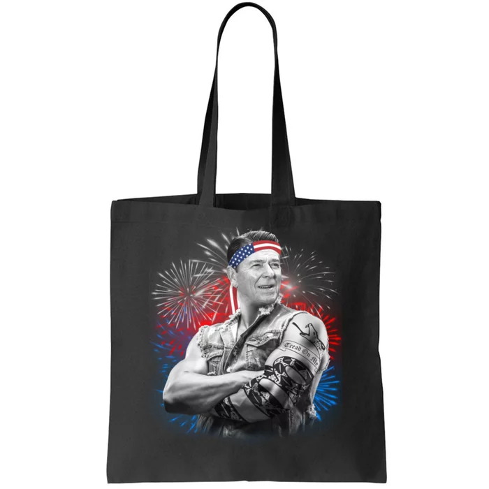 USA Fireworks Patriotic Ronald Reagan Tote Bag