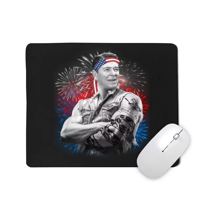 USA Fireworks Patriotic Ronald Reagan Mousepad