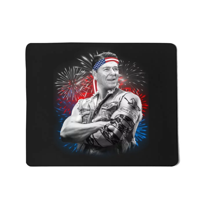 USA Fireworks Patriotic Ronald Reagan Mousepad