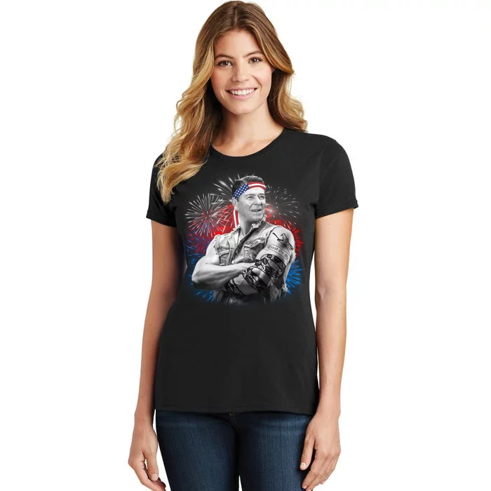 USA Fireworks Patriotic Ronald Reagan Women's T-Shirt