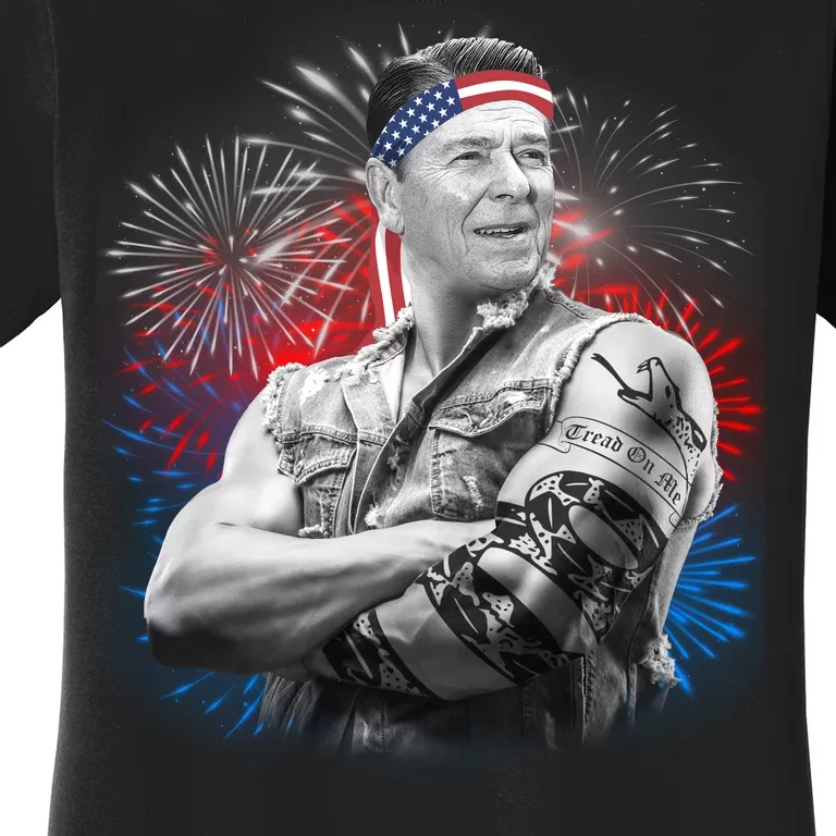 USA Fireworks Patriotic Ronald Reagan Women's T-Shirt