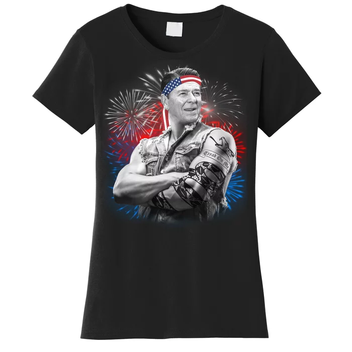 USA Fireworks Patriotic Ronald Reagan Women's T-Shirt