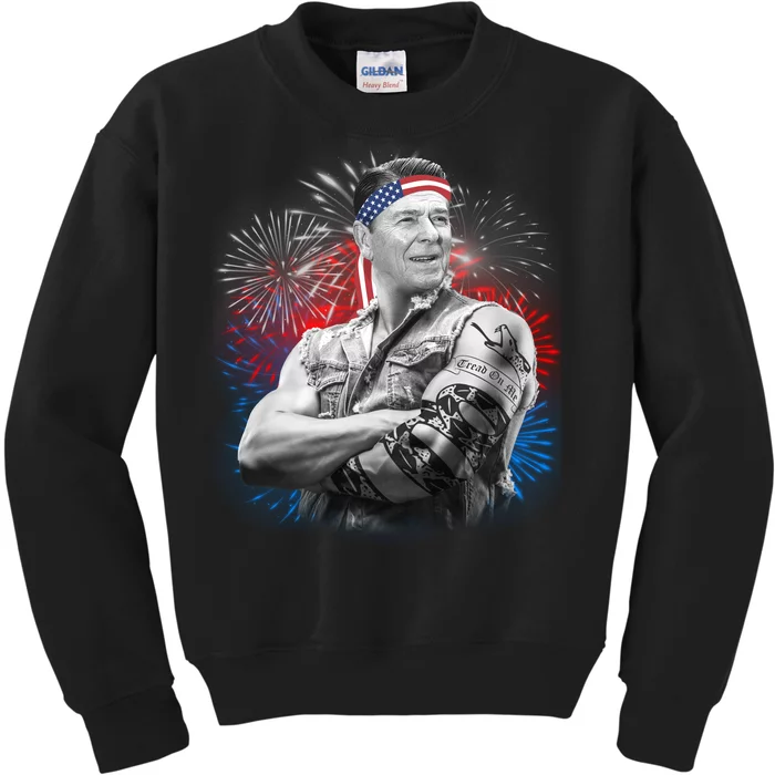 USA Fireworks Patriotic Ronald Reagan Kids Sweatshirt