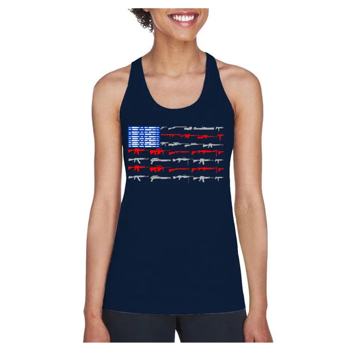 USA Flag: 2nd Amendment Gun Flag Rights Women's Racerback Tank