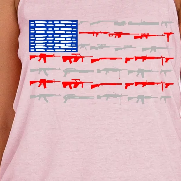 USA Flag: 2nd Amendment Gun Flag Rights Women's Knotted Racerback Tank