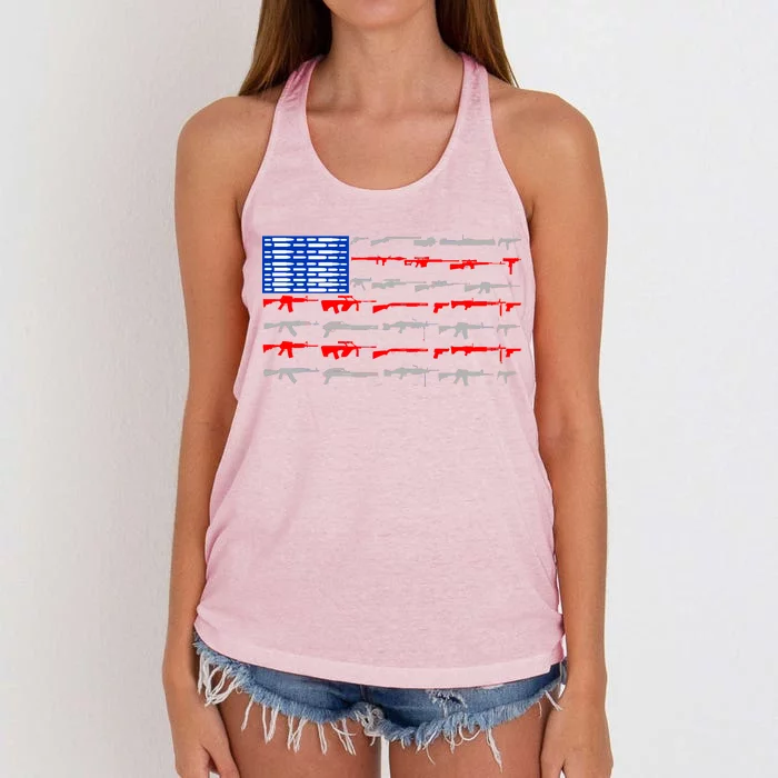 USA Flag: 2nd Amendment Gun Flag Rights Women's Knotted Racerback Tank