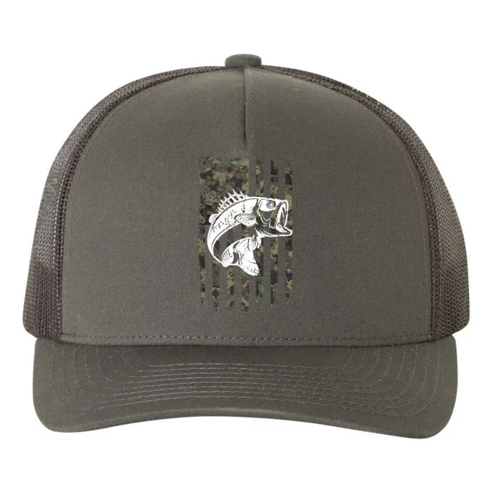 USA Flag Camo Camouflage Fish Yupoong Adult 5-Panel Trucker Hat