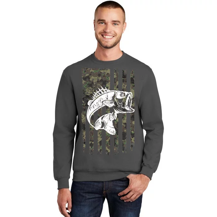 USA Flag Camo Camouflage Fish Tall Sweatshirt