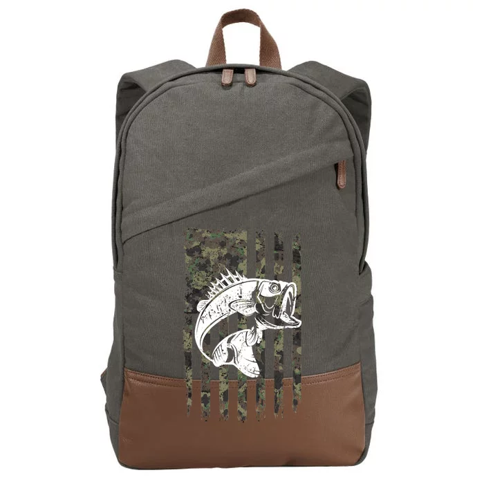 USA Flag Camo Camouflage Fish Cotton Canvas Backpack