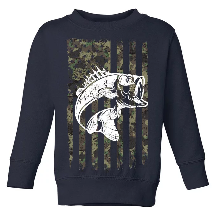 USA Flag Camo Camouflage Fish Toddler Sweatshirt