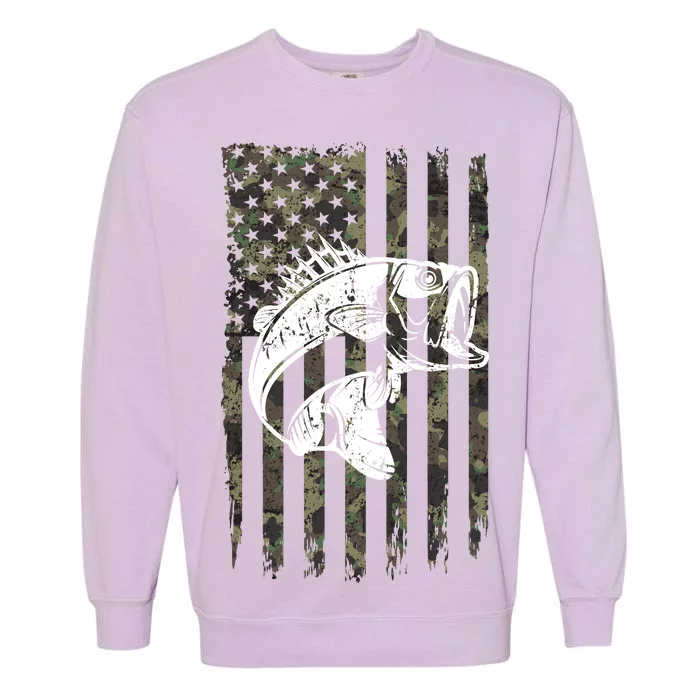 USA Flag Camo Camouflage Fish Garment-Dyed Sweatshirt