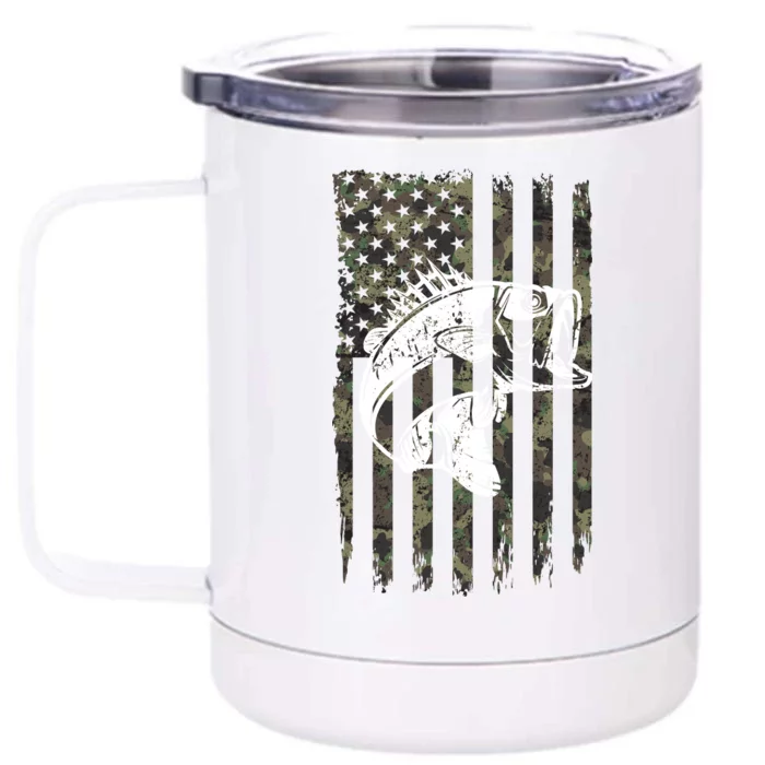 USA Flag Camo Camouflage Fish Front & Back 12oz Stainless Steel Tumbler Cup