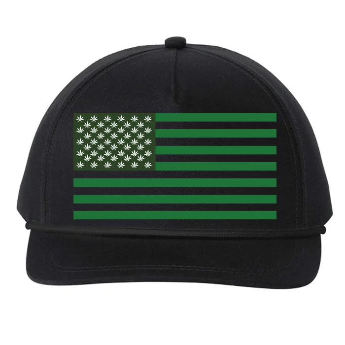 USA Flag Marijuana Cannabis Weed Styled Snapback Five-Panel Rope Hat