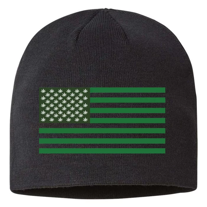 USA Flag Marijuana Cannabis Weed Styled 8 1/2in Sustainable Knit Beanie