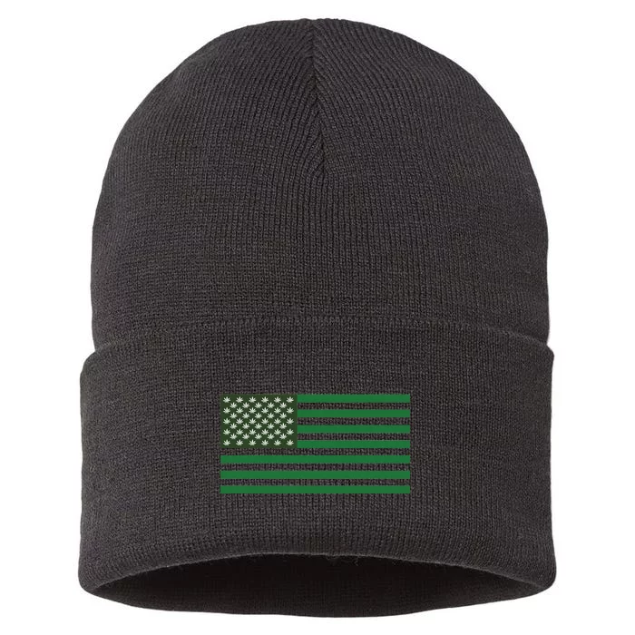 USA Flag Marijuana Cannabis Weed Styled Sustainable Knit Beanie