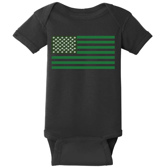 USA Flag Marijuana Cannabis Weed Styled Baby Bodysuit