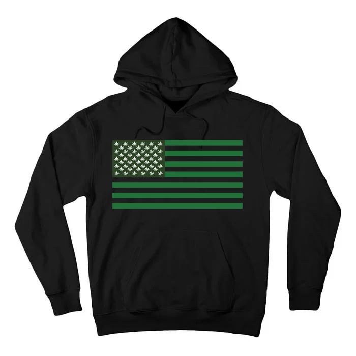 USA Flag Marijuana Cannabis Weed Styled Tall Hoodie