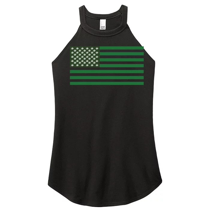 USA Flag Marijuana Cannabis Weed Styled Women’s Perfect Tri Rocker Tank