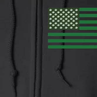 USA Flag Marijuana Cannabis Weed Styled Full Zip Hoodie