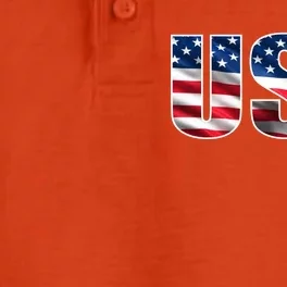 USA Flag Team Logo Dry Zone Grid Performance Polo