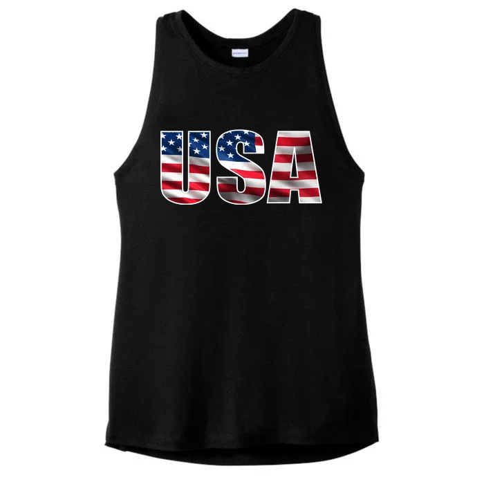 USA Flag Team Logo Ladies Tri-Blend Wicking Tank