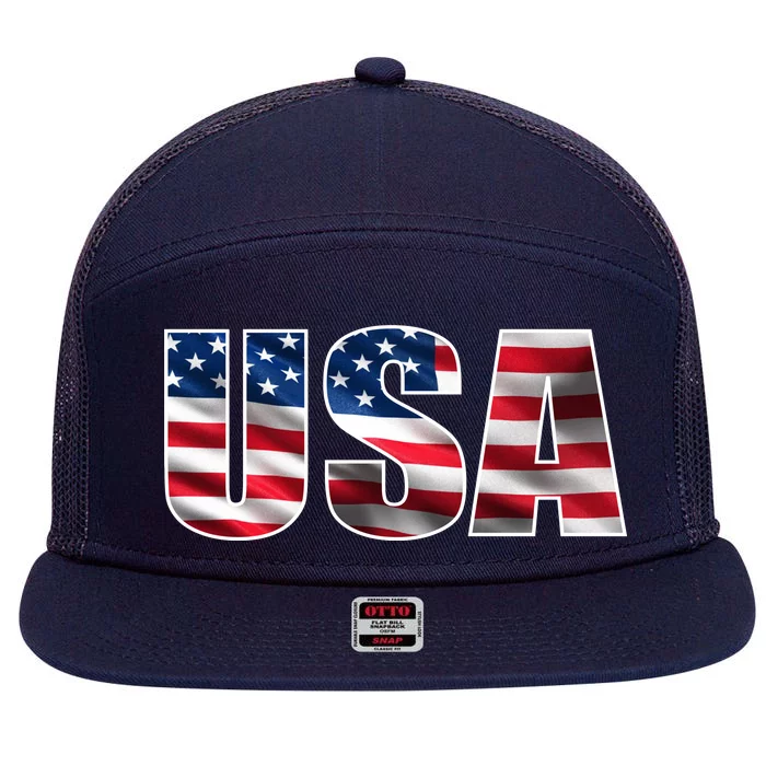 USA Flag Team Logo 7 Panel Mesh Trucker Snapback Hat