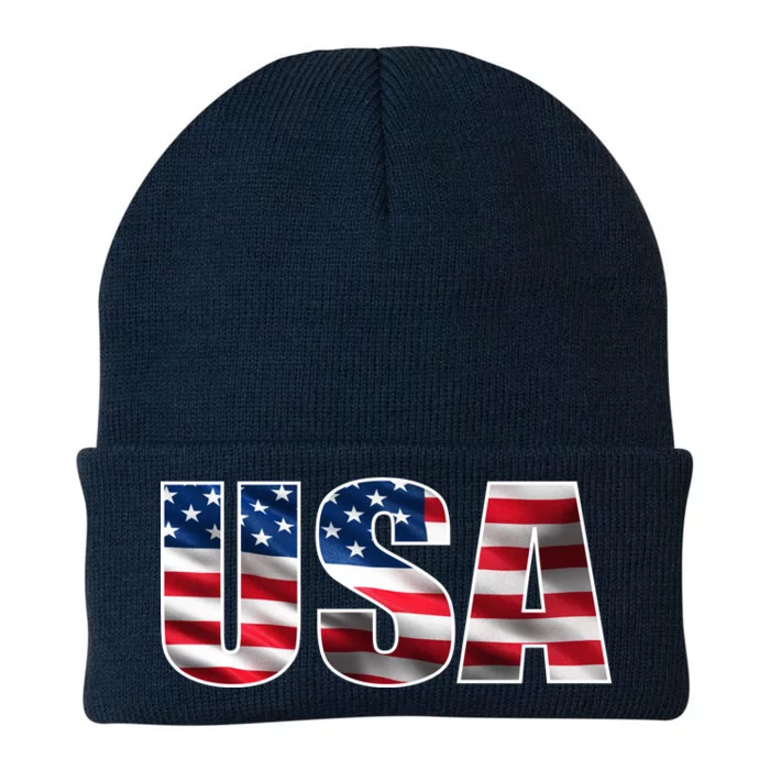 USA Flag Team Logo Knit Cap Winter Beanie