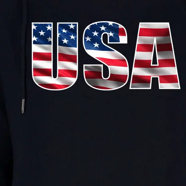 USA Flag Team Logo Womens Funnel Neck Pullover Hood