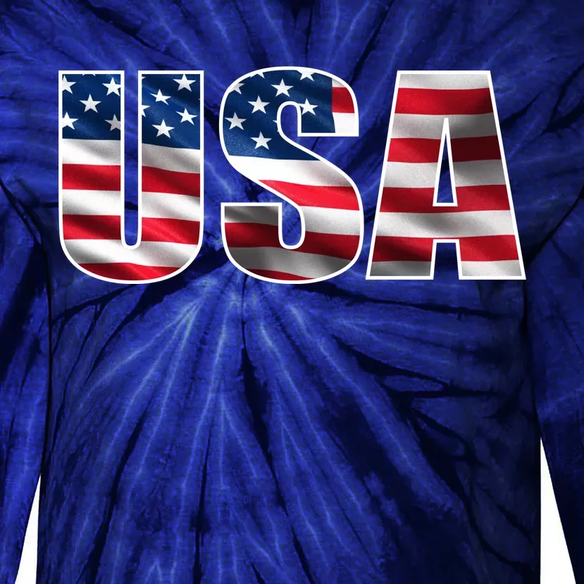 USA Flag Team Logo Tie-Dye Long Sleeve Shirt