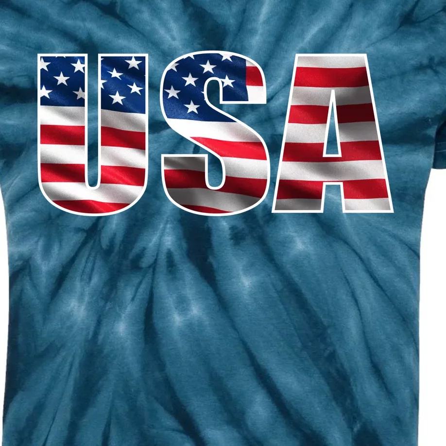 USA Flag Team Logo Kids Tie-Dye T-Shirt