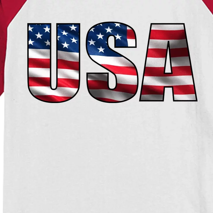 USA Flag Team Logo Kids Colorblock Raglan Jersey