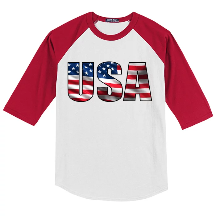 USA Flag Team Logo Kids Colorblock Raglan Jersey