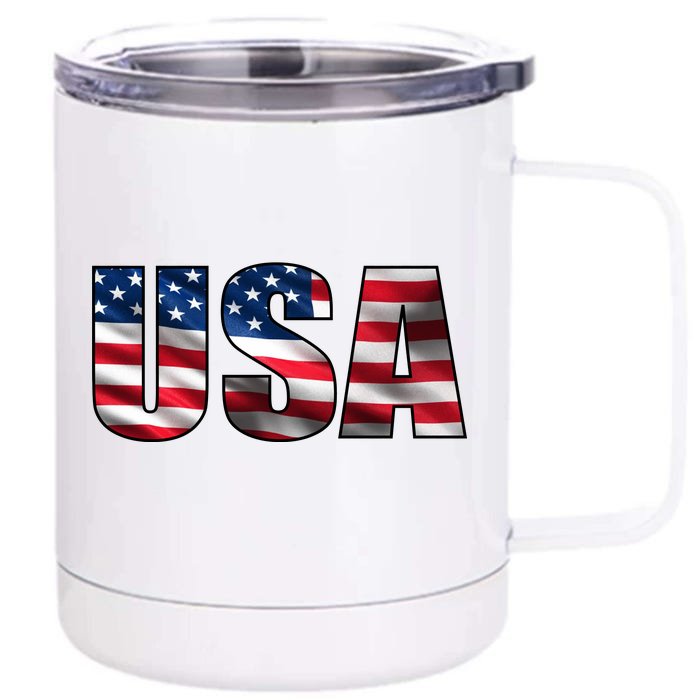 USA Flag Team Logo Front & Back 12oz Stainless Steel Tumbler Cup