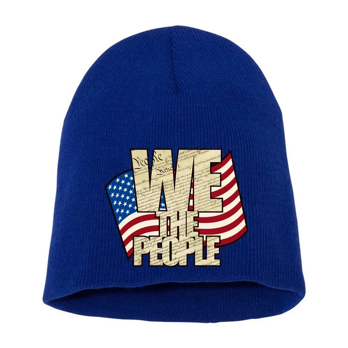 USA Flag: We The People Short Acrylic Beanie