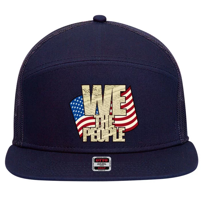 USA Flag: We The People 7 Panel Mesh Trucker Snapback Hat