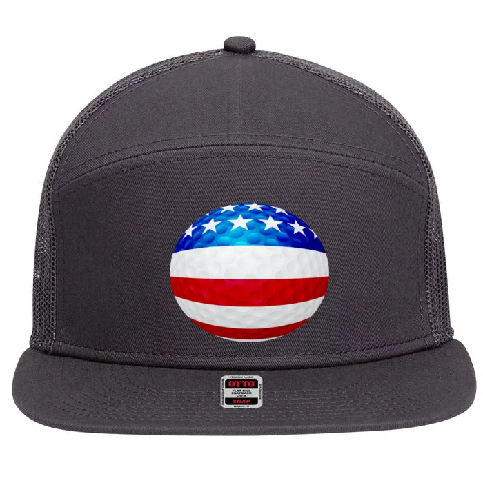 USA Golf Flag GolfBall 7 Panel Mesh Trucker Snapback Hat