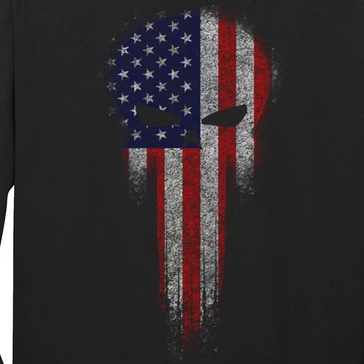 USA Grunge Skull Long Sleeve Shirt