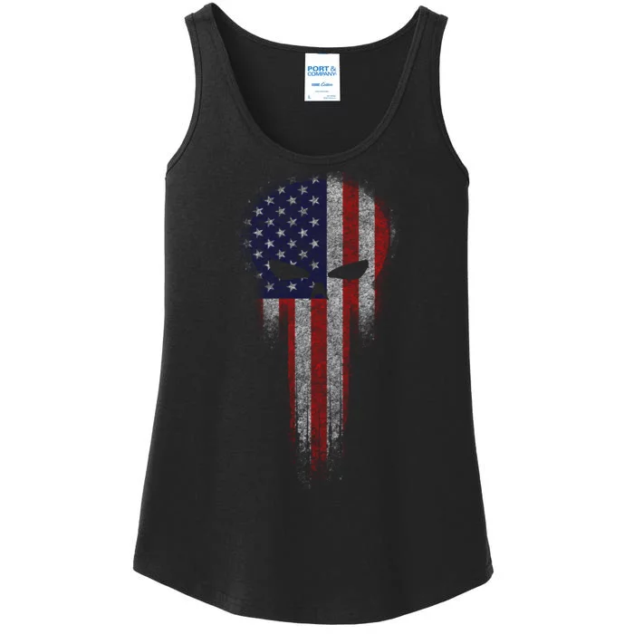 USA Grunge Skull Ladies Essential Tank