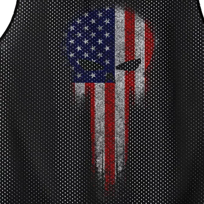 USA Grunge Skull Mesh Reversible Basketball Jersey Tank