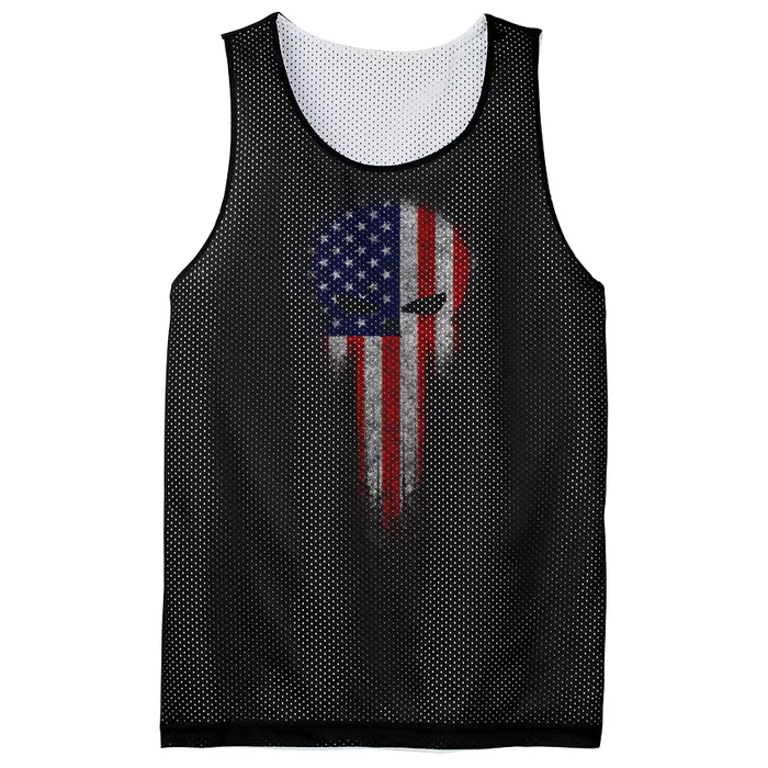 USA Grunge Skull Mesh Reversible Basketball Jersey Tank